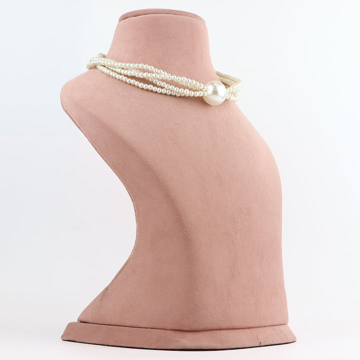 Classic Multi-Strand White Pearl Necklace and Earring Set