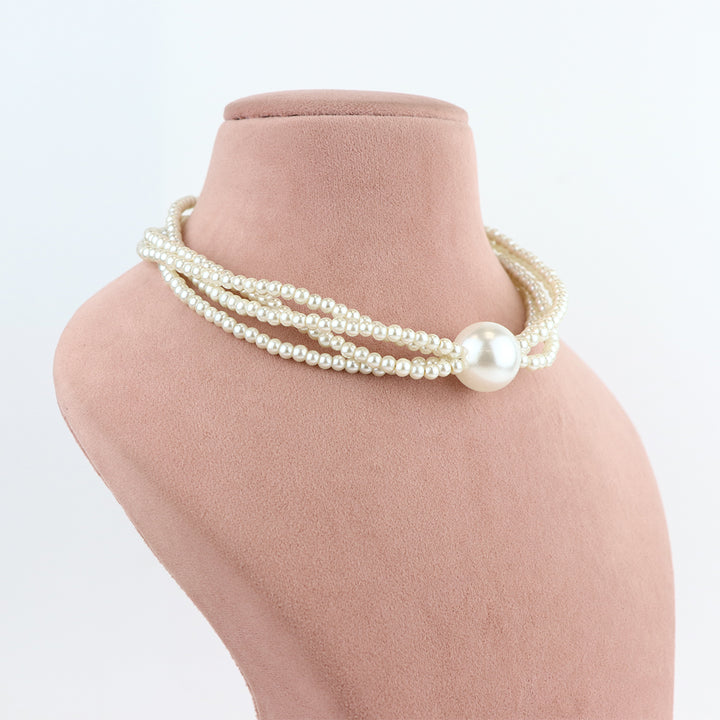 Classic Multi-Strand White Pearl Necklace and Earring Set