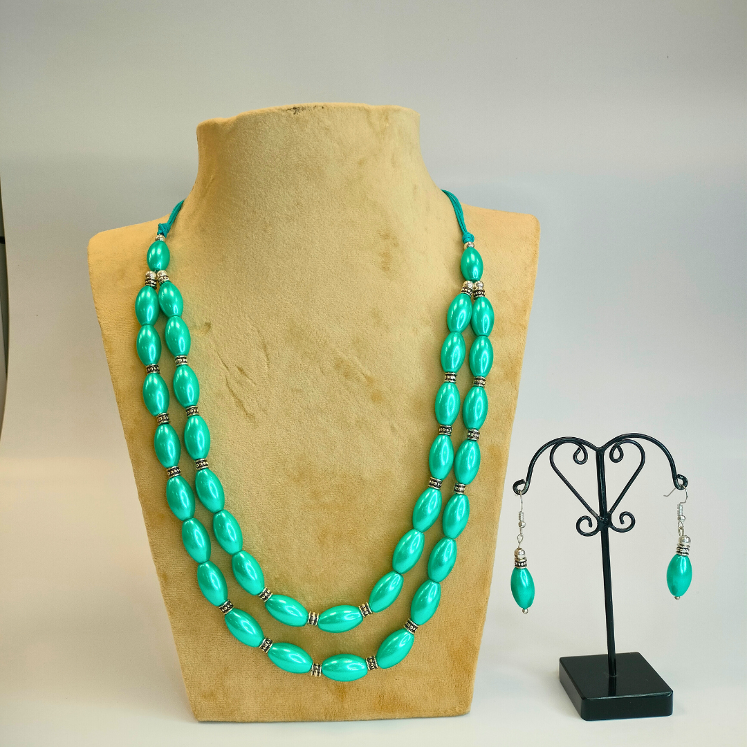 Trendy Ovel Shape Bead Necklace