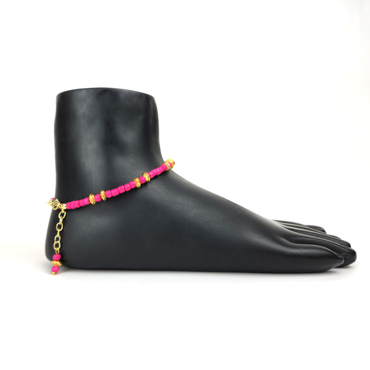 Hot Pink Beaded Anklet