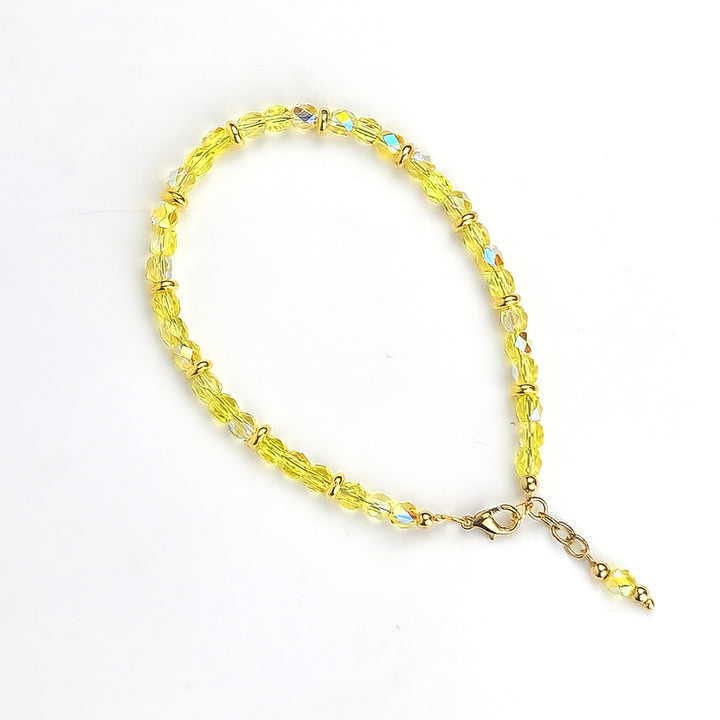 Faceted Yellow Crystal Anklet