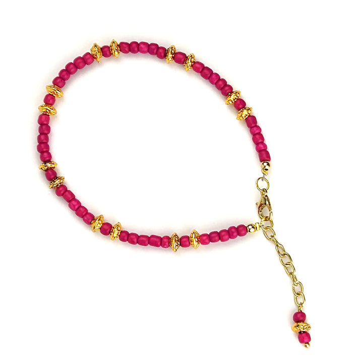 Hot Pink Beaded Anklet