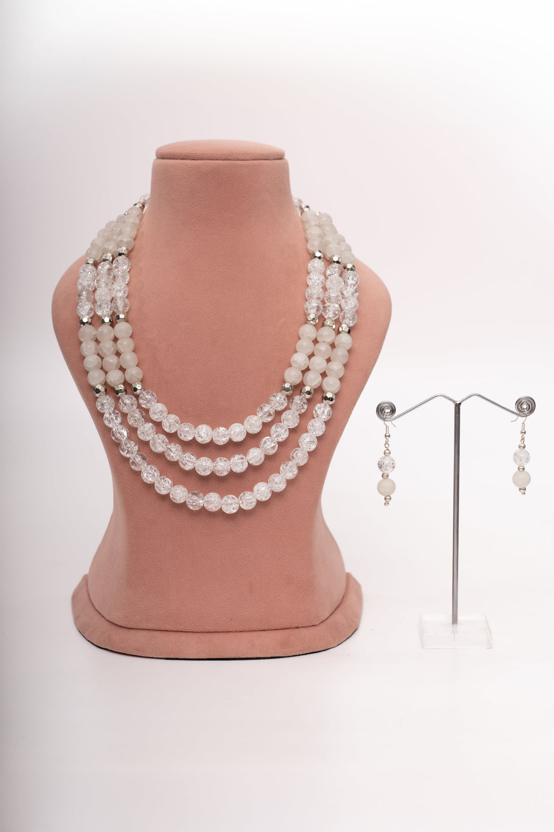 Elegant Glass and crackled beads Necklace Set