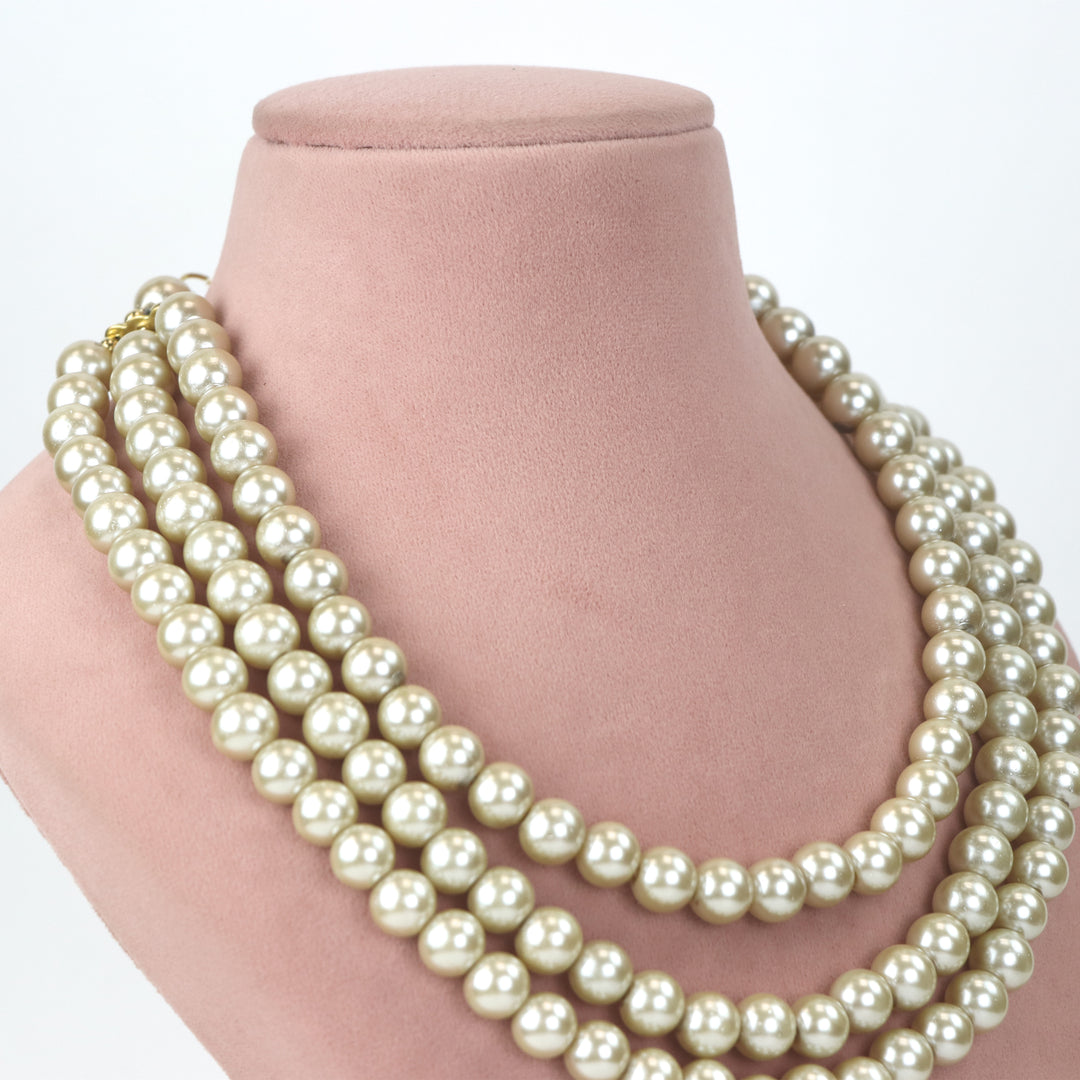 Multi Layerglass Pearl Bead Necklace