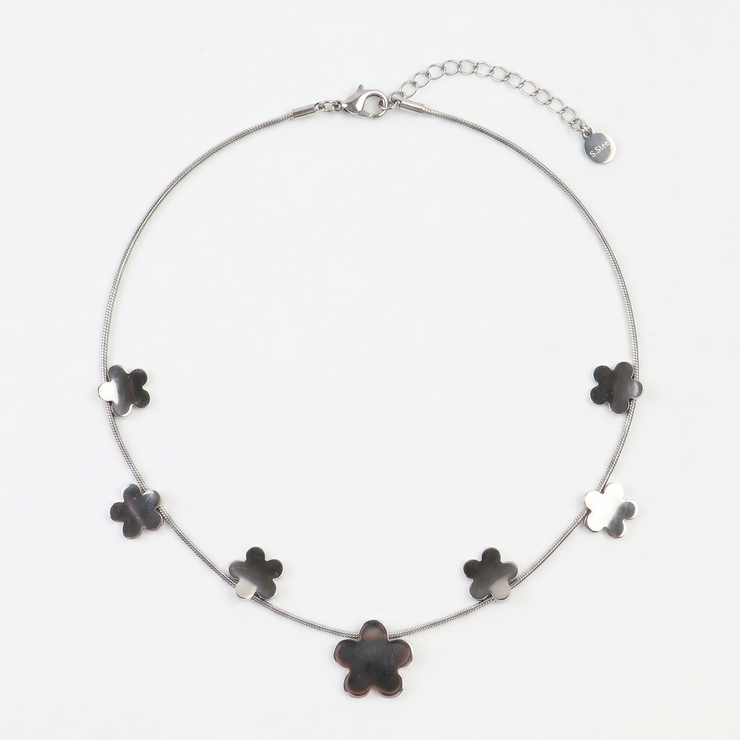 Sculpted Flora Link  Stainless steel Necklace