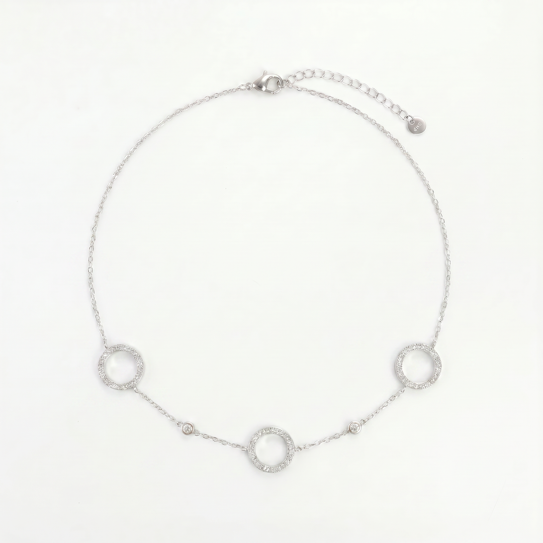 Interlocking Block Link Necklace – Anti-Tarnish Polished Silver Stainless Steel