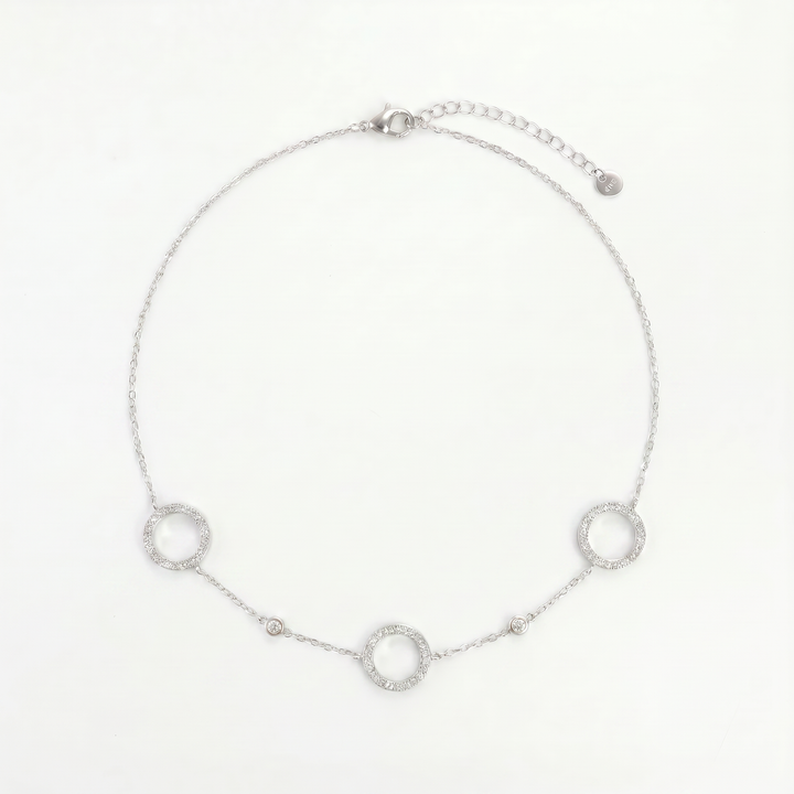 Interlocking Block Link Necklace – Anti-Tarnish Polished Silver Stainless Steel
