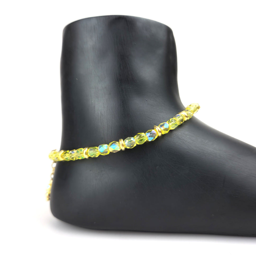 Faceted Yellow Crystal Anklet