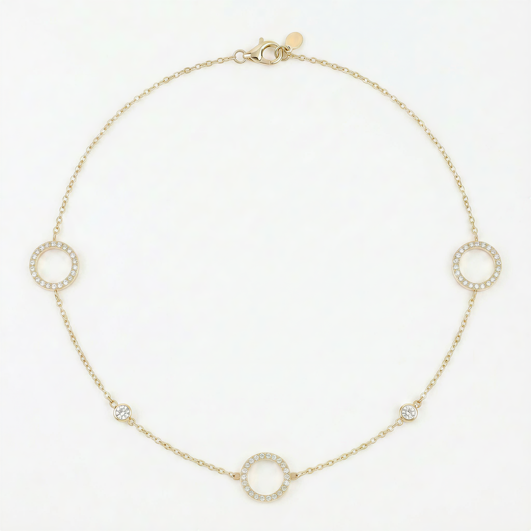 Halo Sparkle Station Necklace – 18k Gold Plated Waterproof Stainless Steel