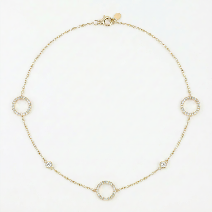 Halo Sparkle Station Necklace – 18k Gold Plated Waterproof Stainless Steel