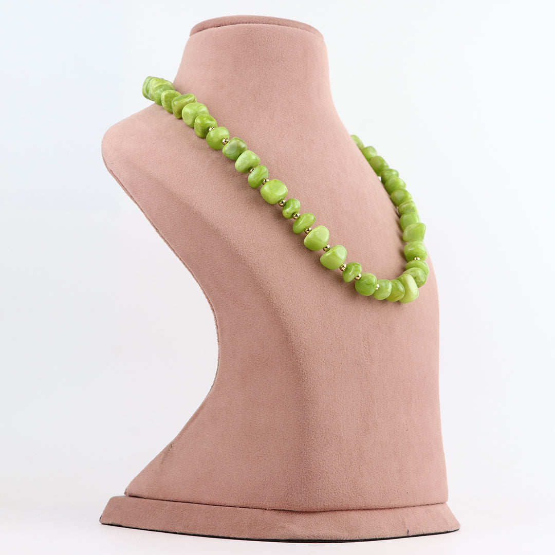Green Semi-Precious Stone Necklace and Earring Set