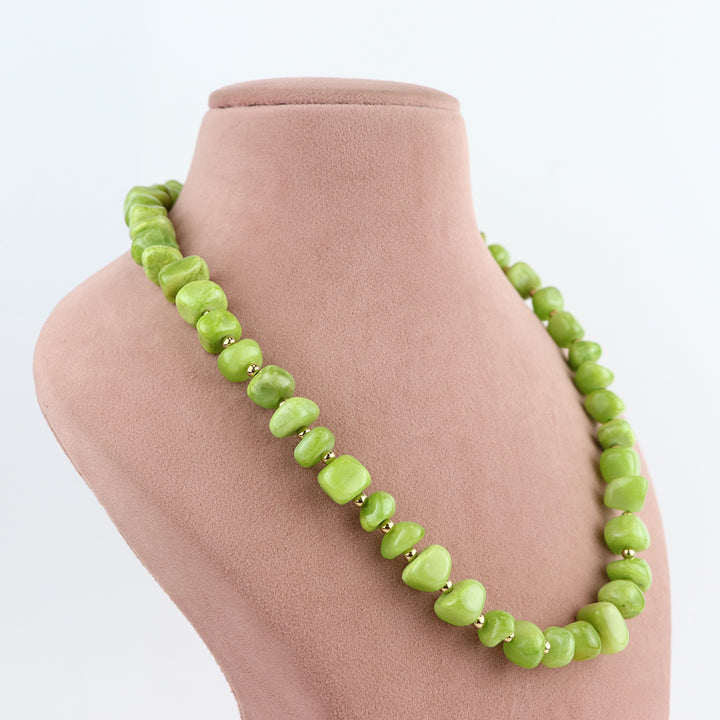 Green Semi-Precious Stone Necklace and Earring Set