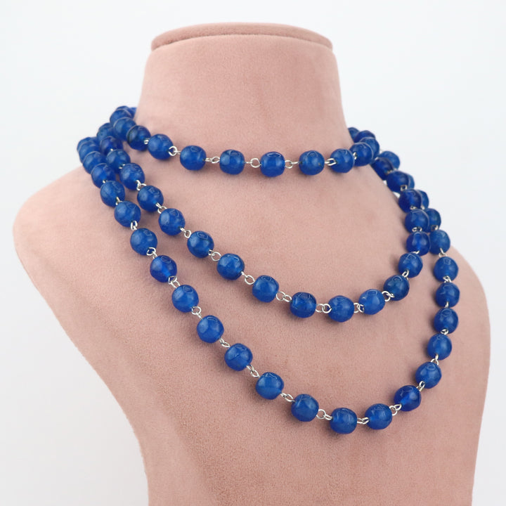 Lapis Blue Lampwork Beaded Necklace and Earring Set