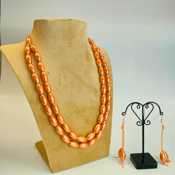 Trendy Ovel Shape Bead Necklace