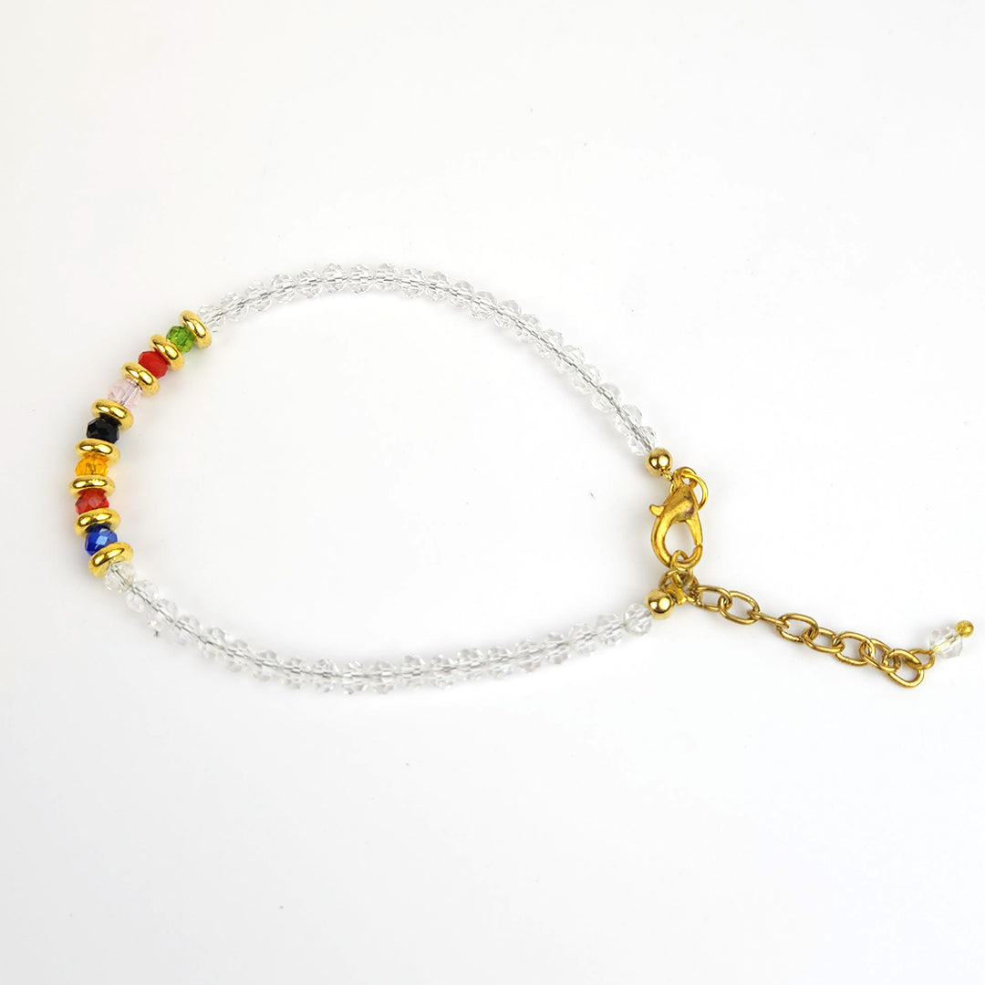 Crystal Rainbow Beaded Anklet
