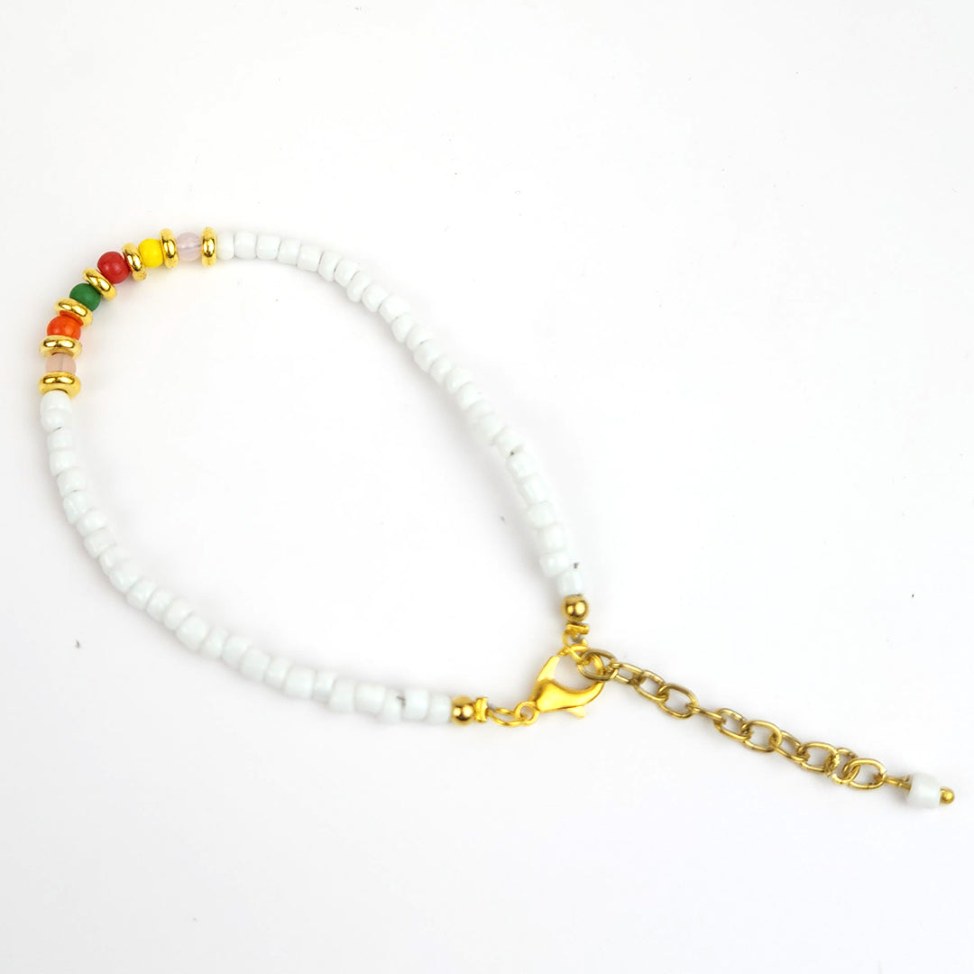 Summer Rainbow Beaded Anklet