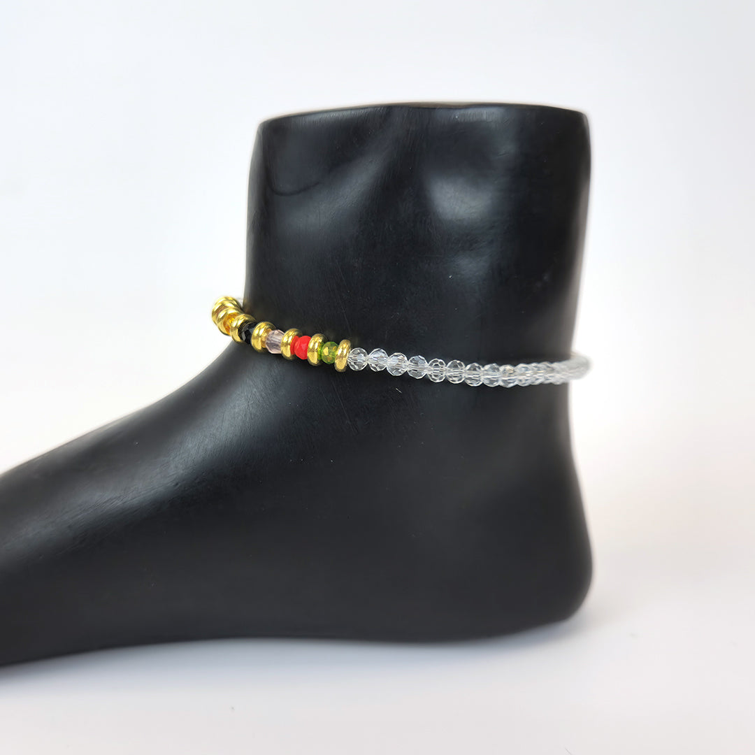Crystal Rainbow Beaded Anklet