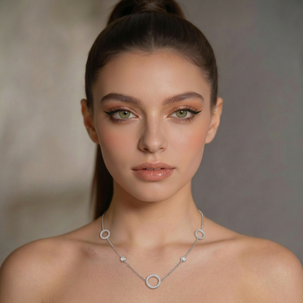 Interlocking Block Link Necklace – Anti-Tarnish Polished Silver Stainless Steel