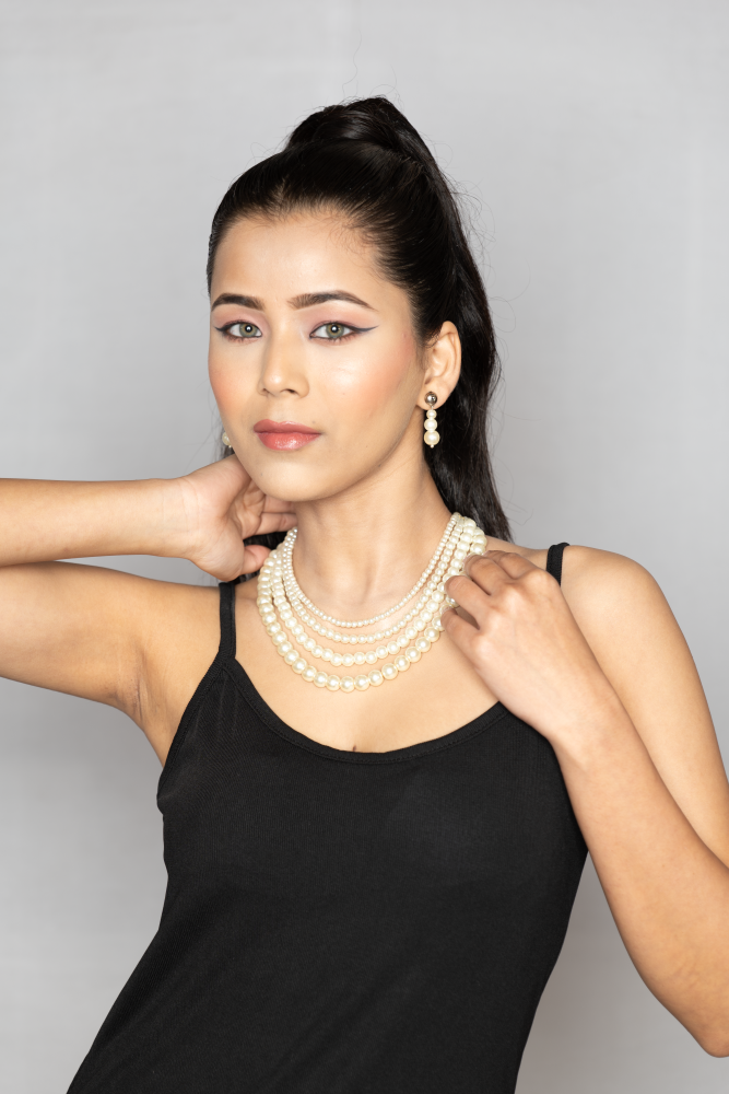 Elegant Multi-Layered Pearl Necklace Set