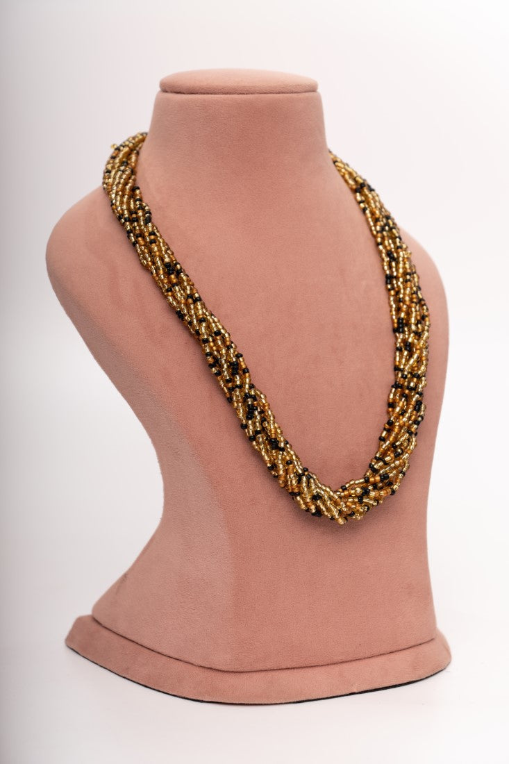 Golden Dusk Multi-Strand Beaded Necklace Set