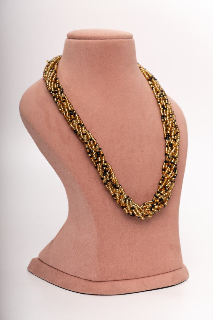 Golden Dusk Multi-Strand Beaded Necklace Set