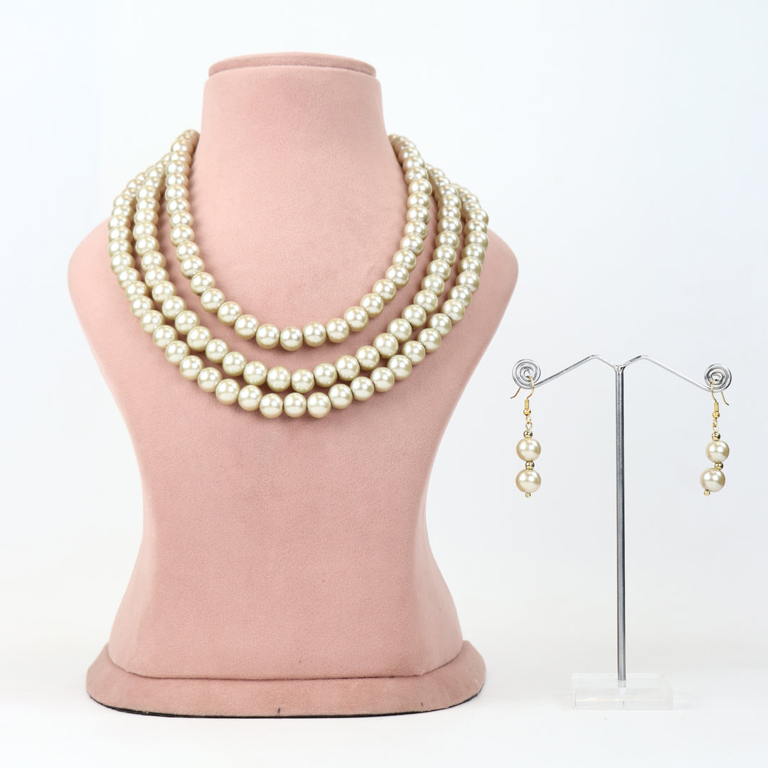 Multi Layerglass Pearl Bead Necklace