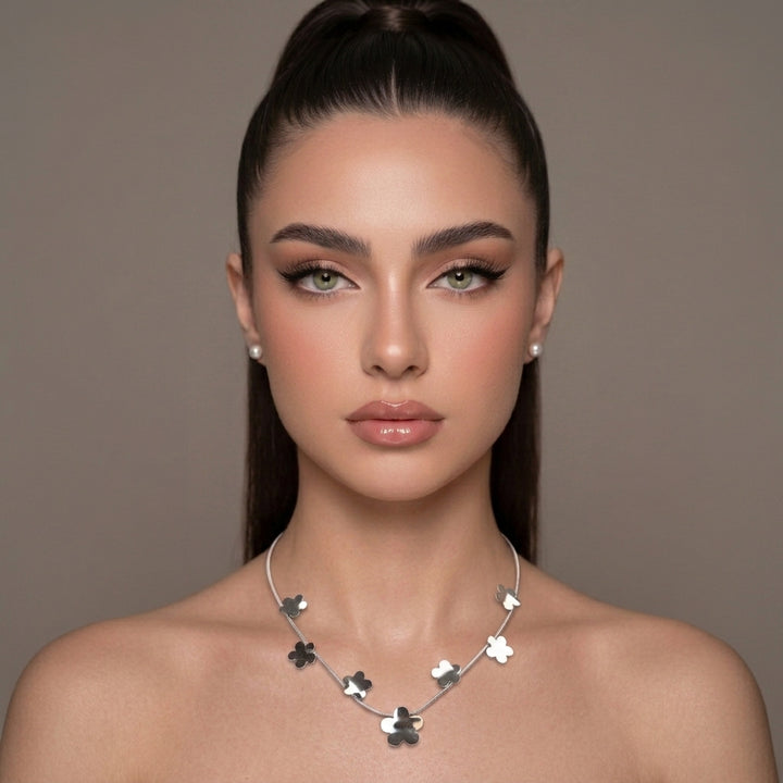 Sculpted Flora Link  Stainless steel Necklace