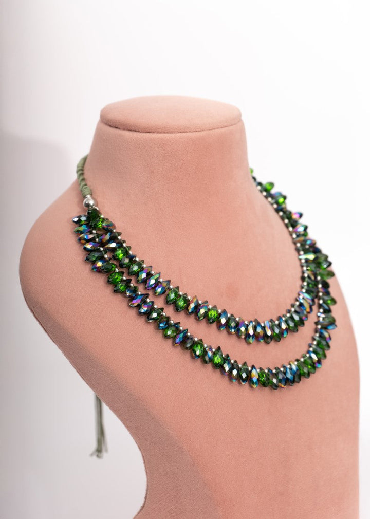 Emerald Twilight Layered Beaded Necklace Set