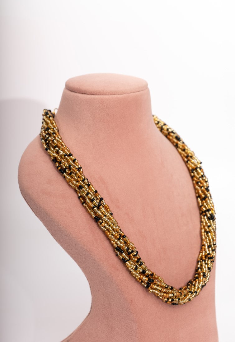 Golden Dusk Multi-Strand Beaded Necklace Set