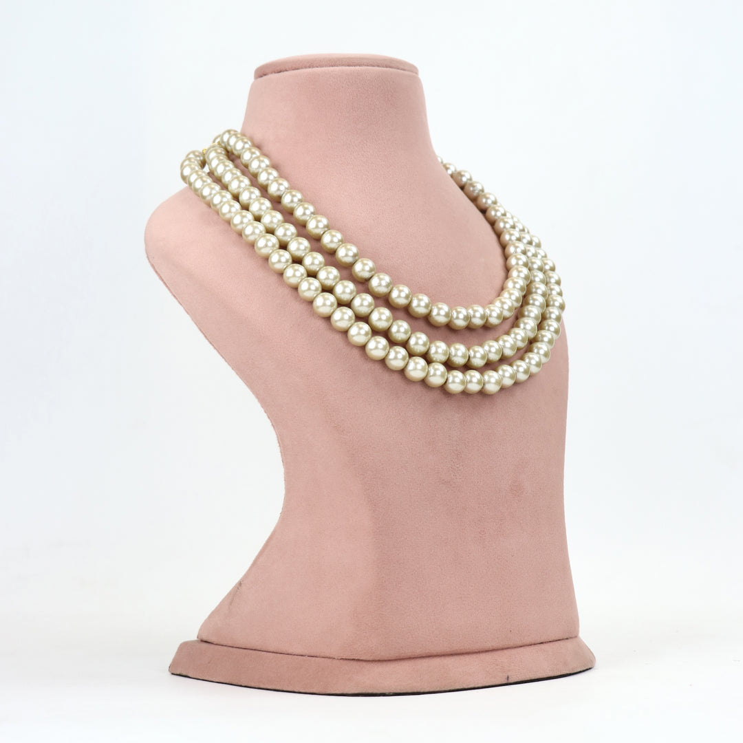 Multi Layerglass Pearl Bead Necklace