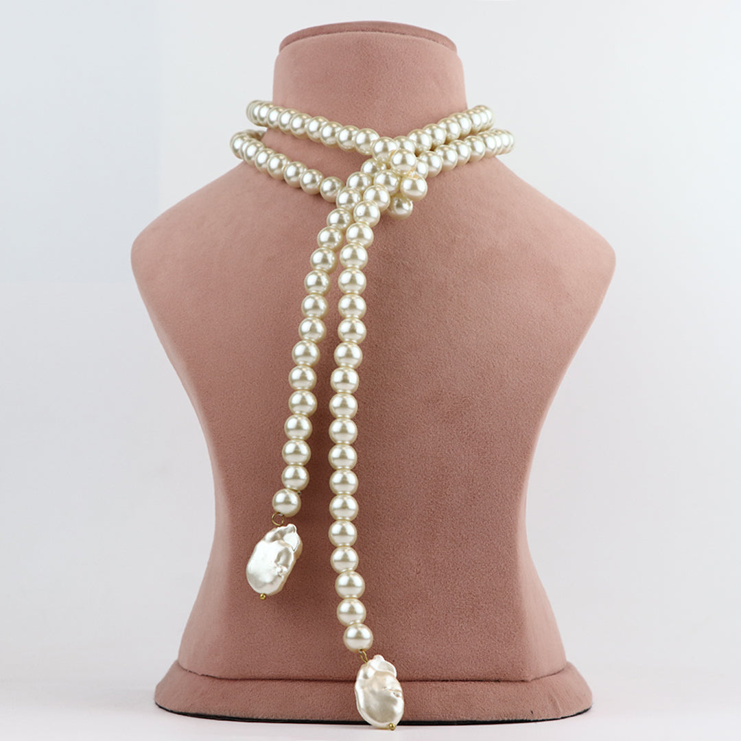 Classic Multi-Strand Cream Pearl Necklace and Earring Set