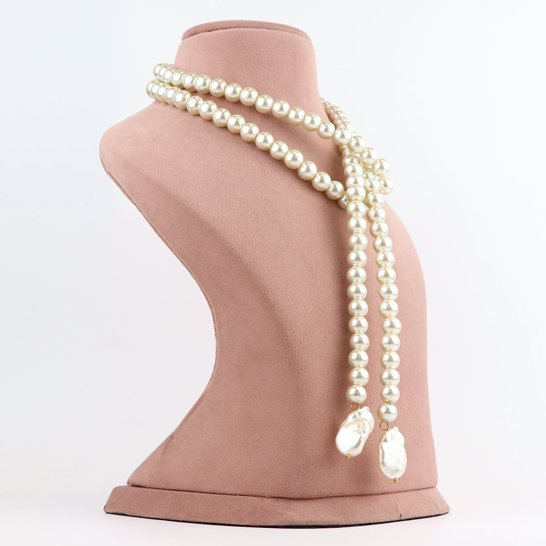 Classic Multi-Strand Cream Pearl Necklace and Earring Set