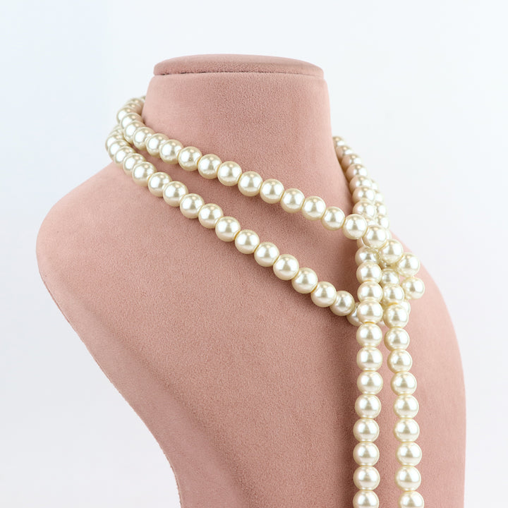 Classic Multi-Strand Cream Pearl Necklace and Earring Set
