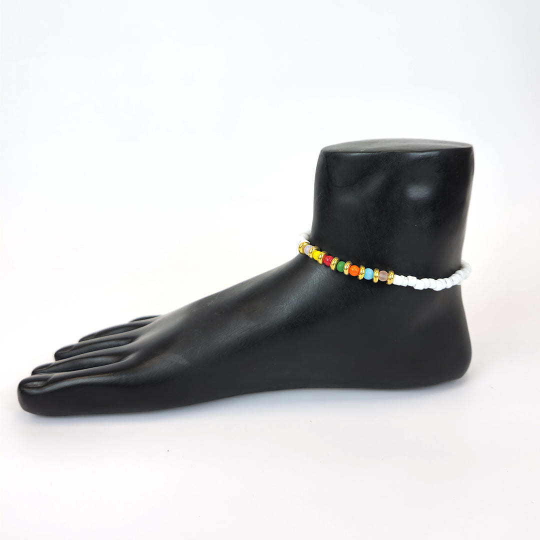 Summer Rainbow Beaded Anklet