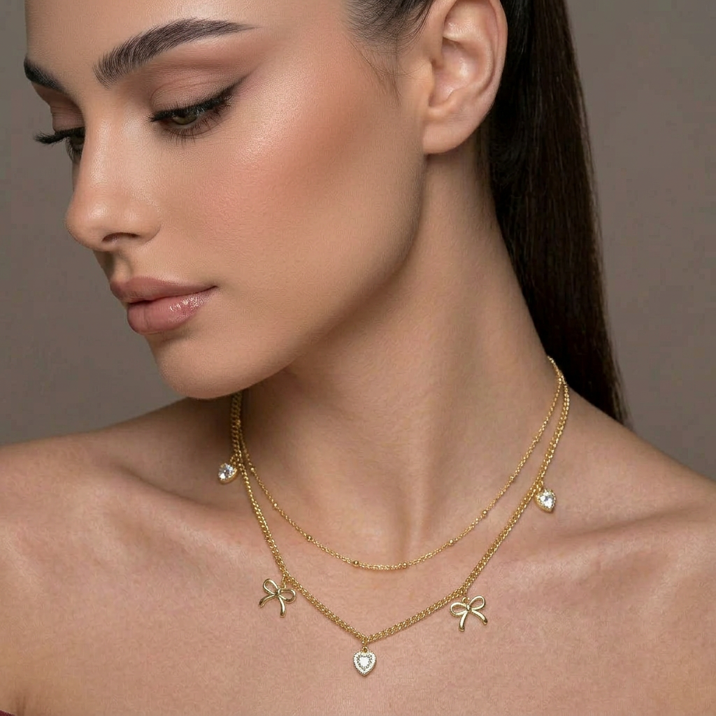 Botanical Bloom Station Necklace – 18k Gold Plated Waterproof Stainless Steel