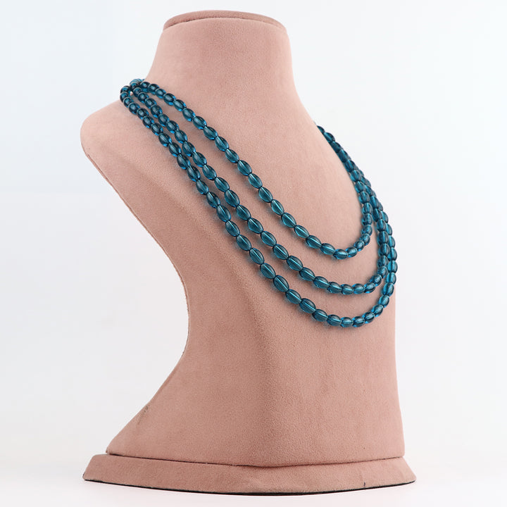 Multi-Strand Teal Faceted Glass Beaded Necklace and Earring Set