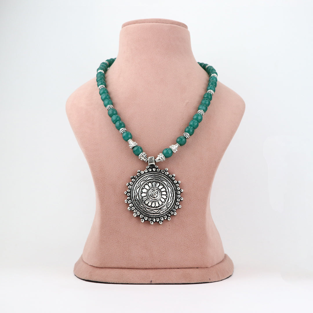 Oxidized Silver Pendant Necklace