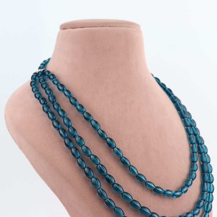 Multi-Strand Teal Faceted Glass Beaded Necklace and Earring Set