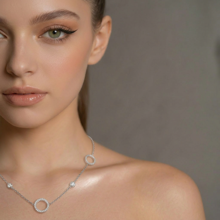 Interlocking Block Link Necklace – Anti-Tarnish Polished Silver Stainless Steel
