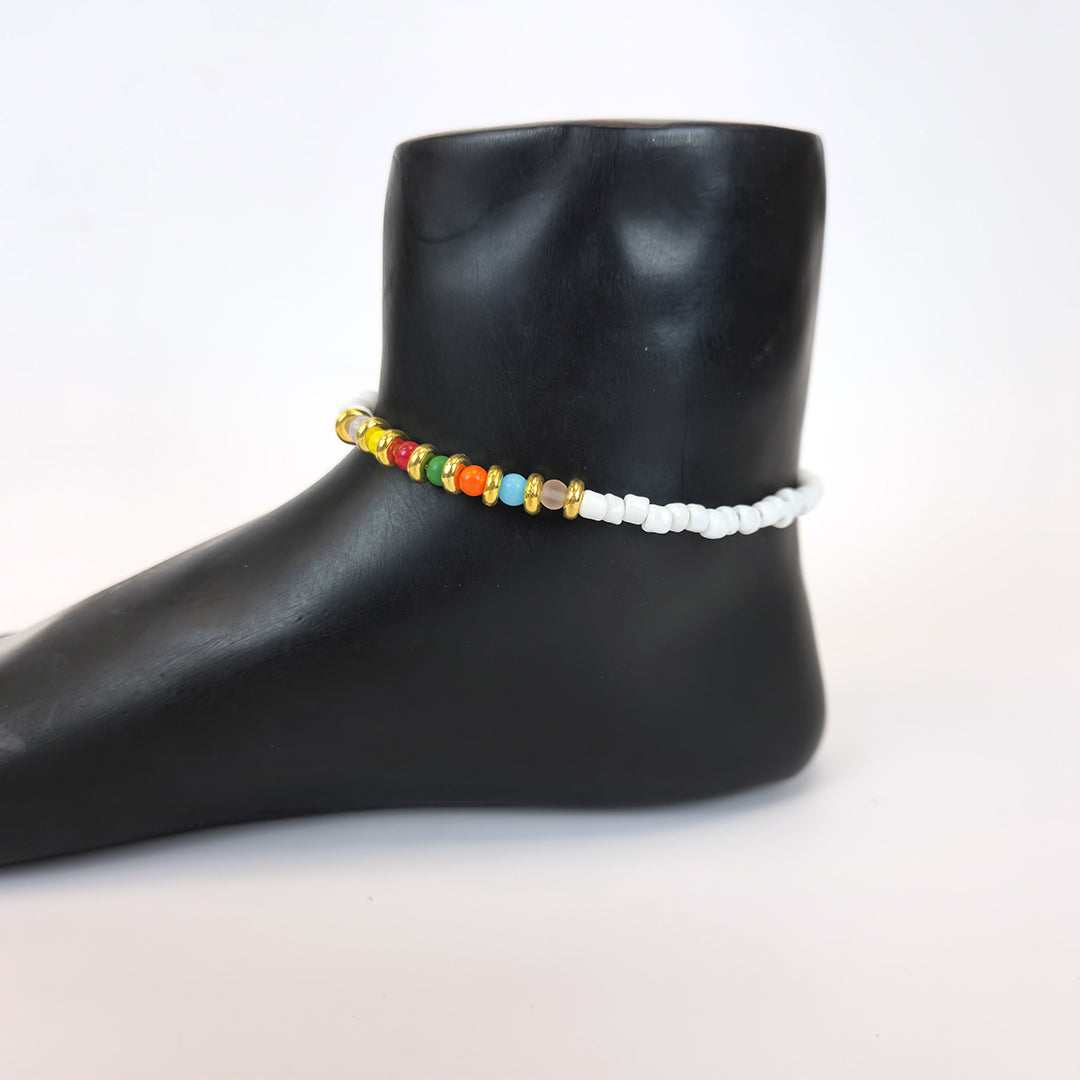 Summer Rainbow Beaded Anklet
