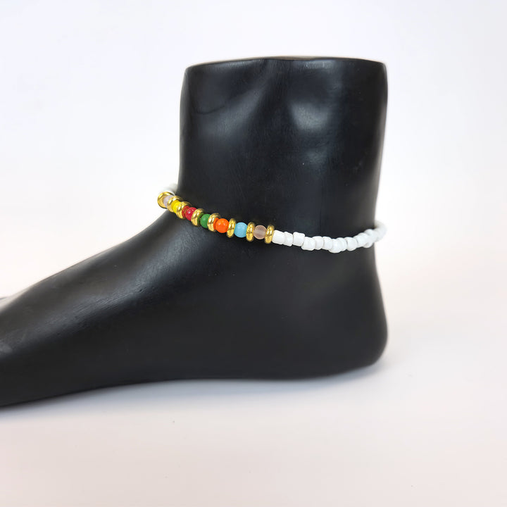Summer Rainbow Beaded Anklet