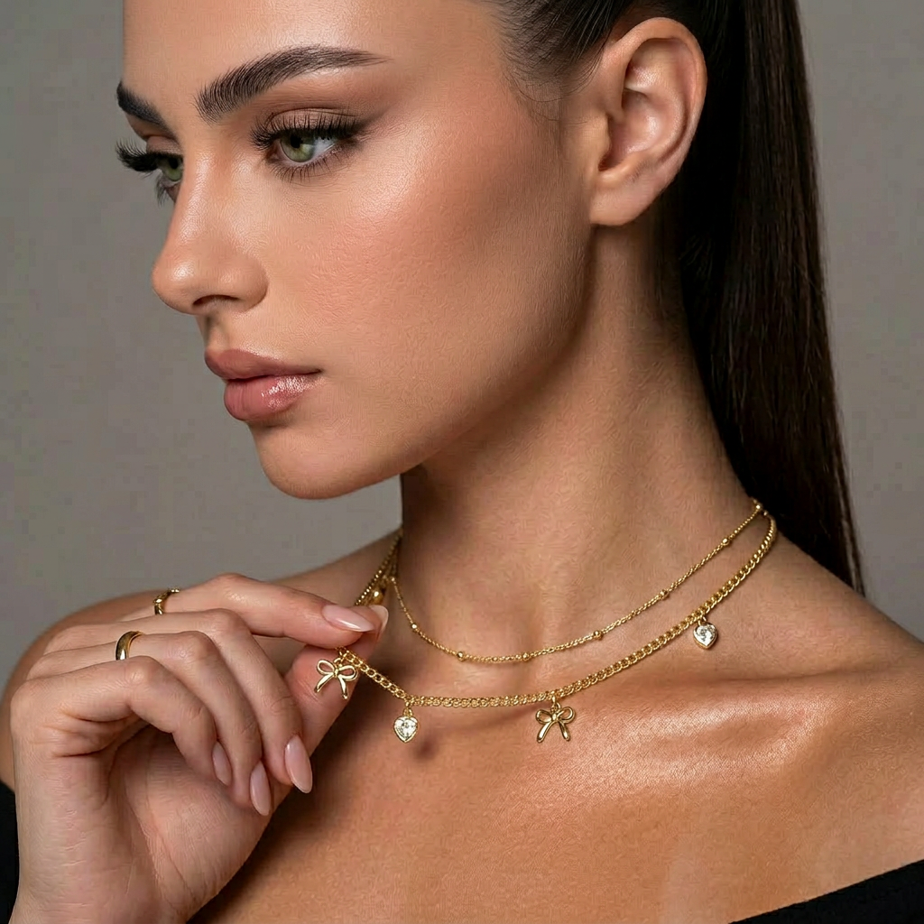Botanical Bloom Station Necklace – 18k Gold Plated Waterproof Stainless Steel