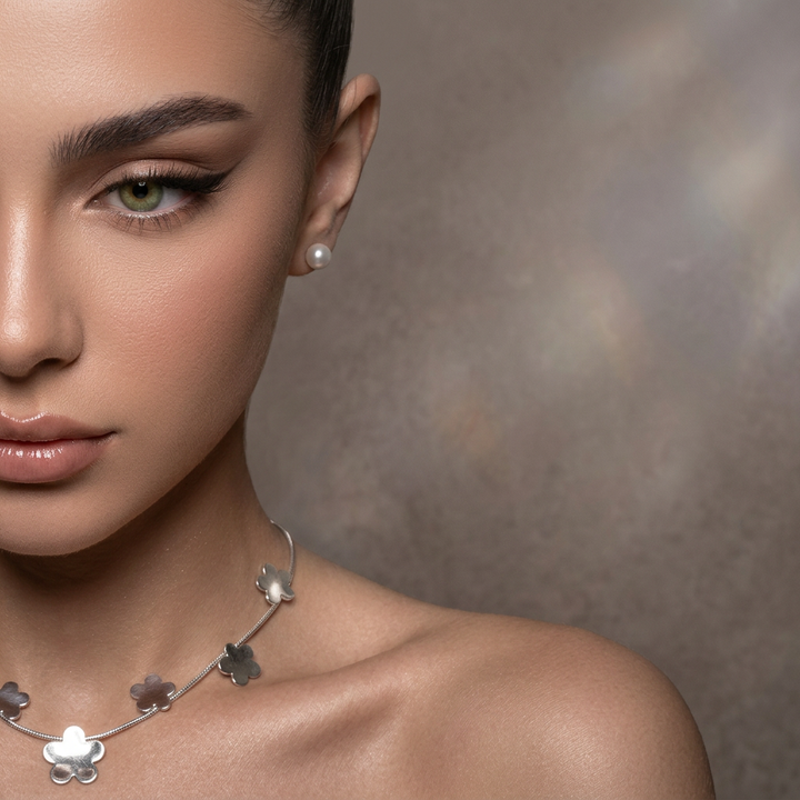 Sculpted Flora Link  Stainless steel Necklace