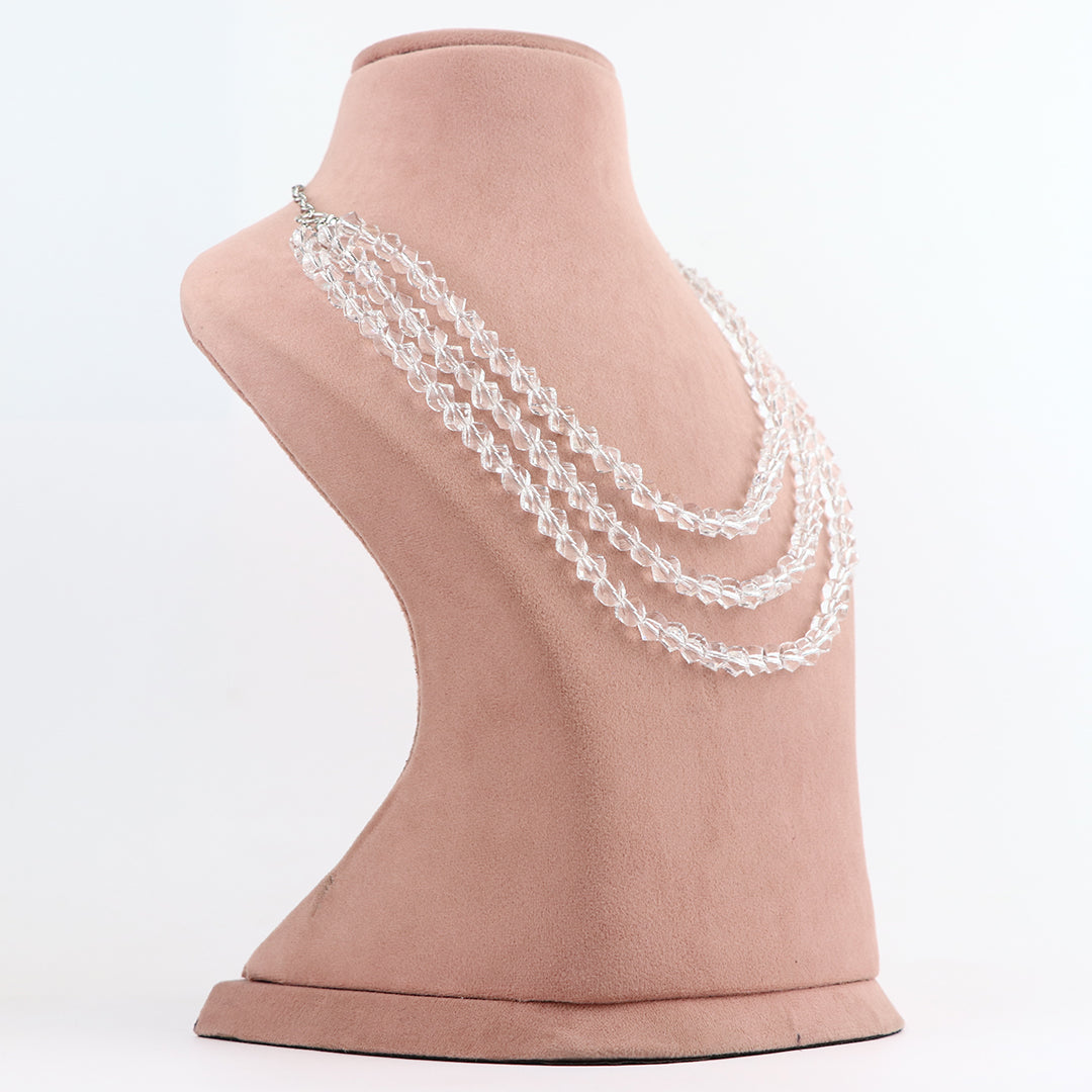 Multi-Strand Clear Faceted Crystal Necklace and Earring Set