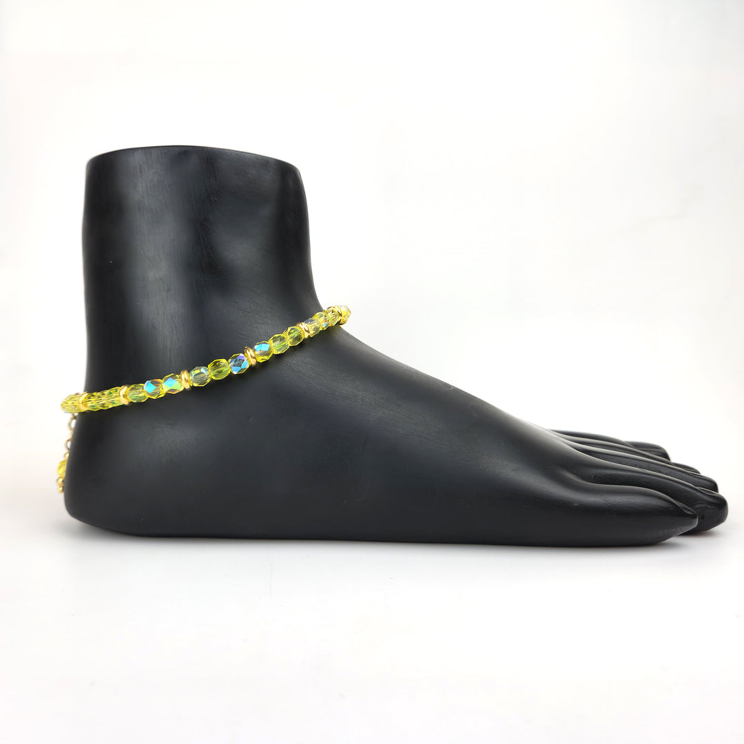 Faceted Yellow Crystal Anklet