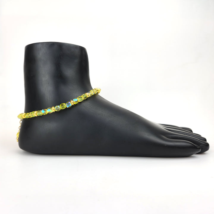 Faceted Yellow Crystal Anklet