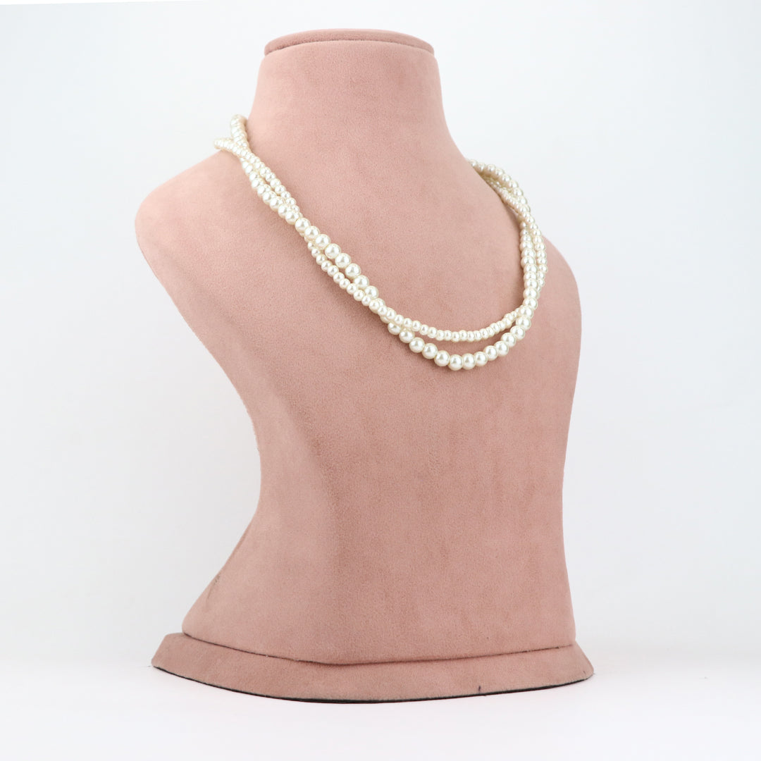 Classic Multi-Strand White Pearl Necklace and Earring Set