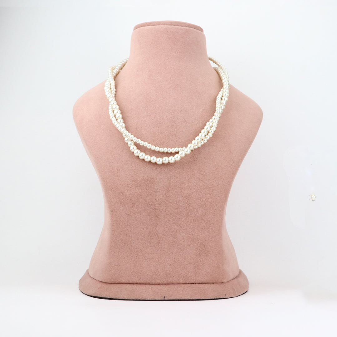 Classic Multi-Strand White Pearl Necklace and Earring Set