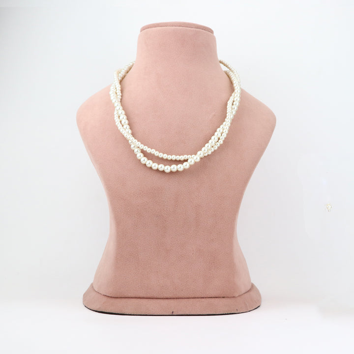 Classic Multi-Strand White Pearl Necklace and Earring Set