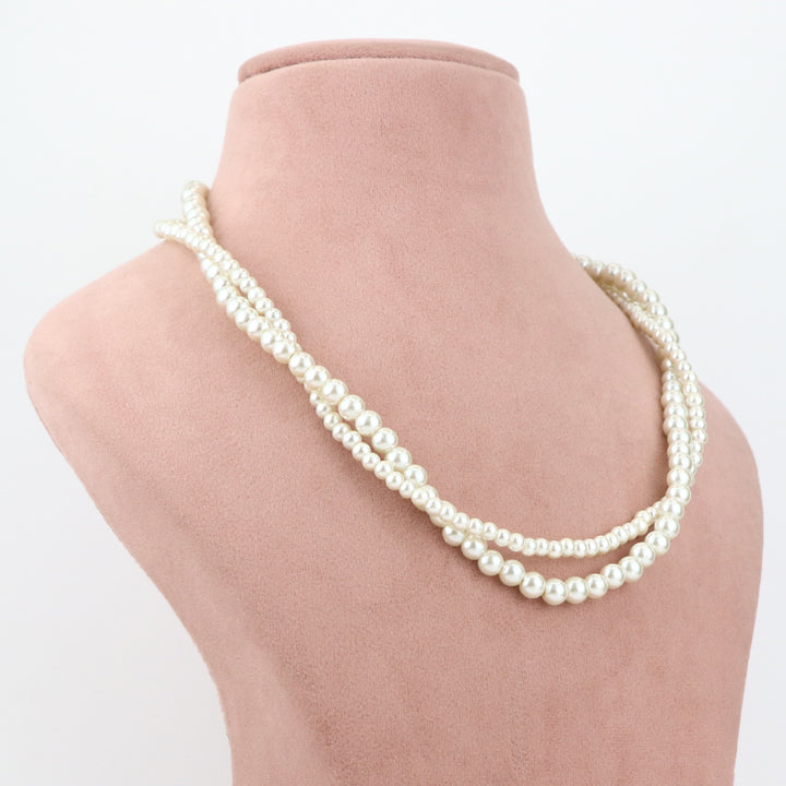 Classic Multi-Strand White Pearl Necklace and Earring Set